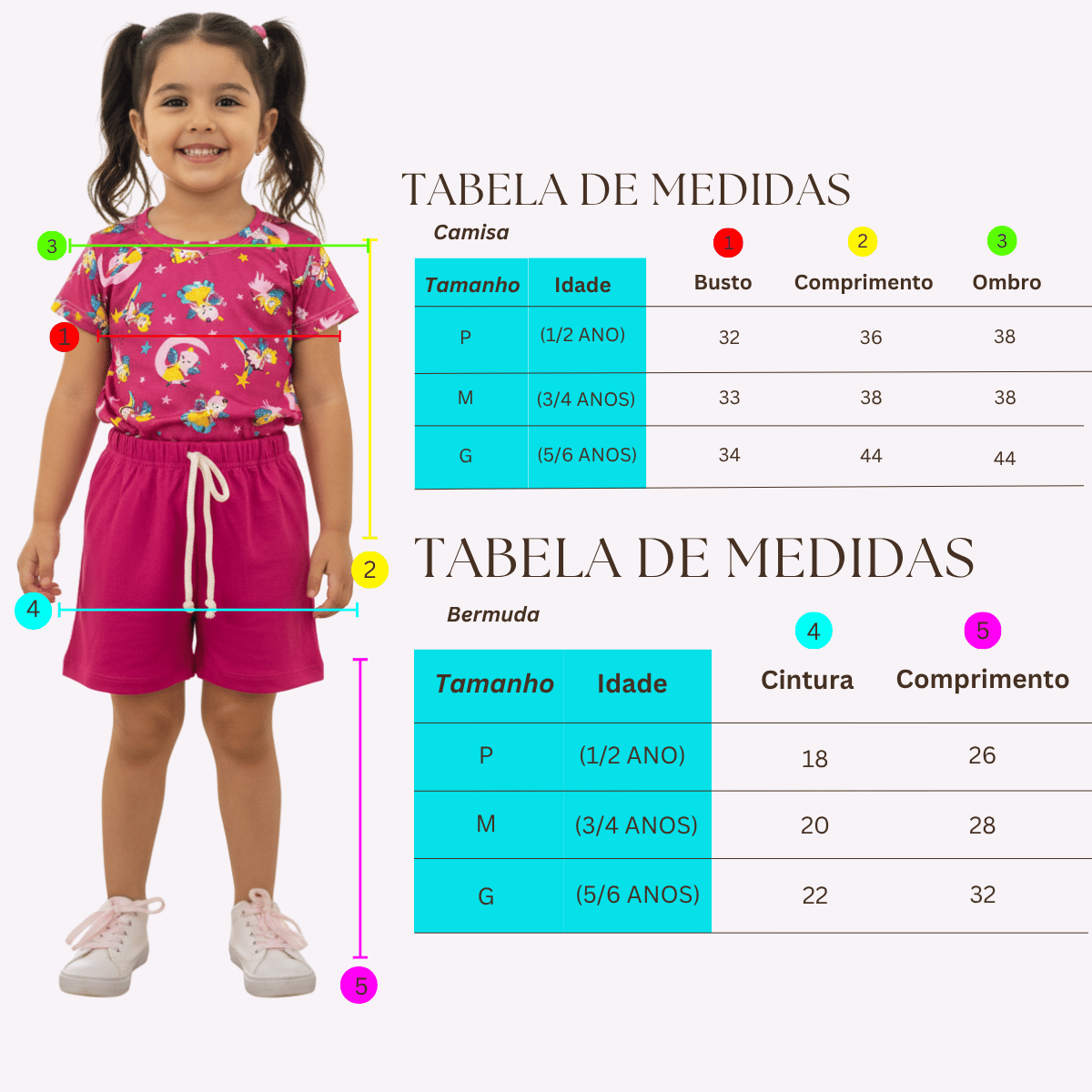 + 35 peças vendidas     Kit 5 Conjuntos Infantil com Mangas e Bermuda Feminina Variada