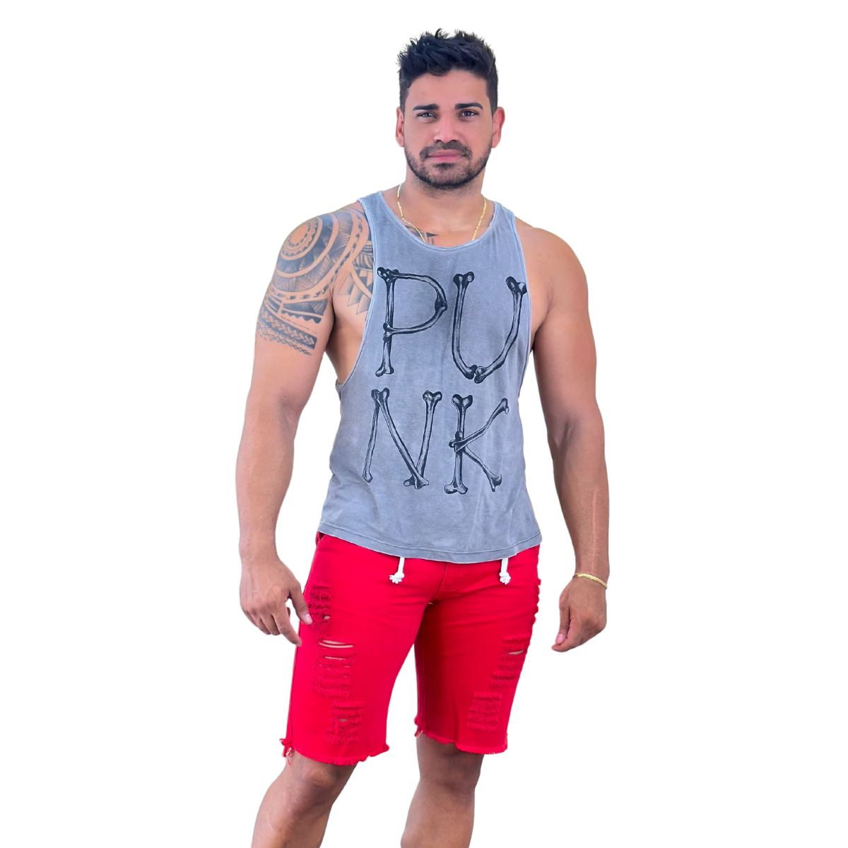 Bermuda Jeans Masculina Vermelha