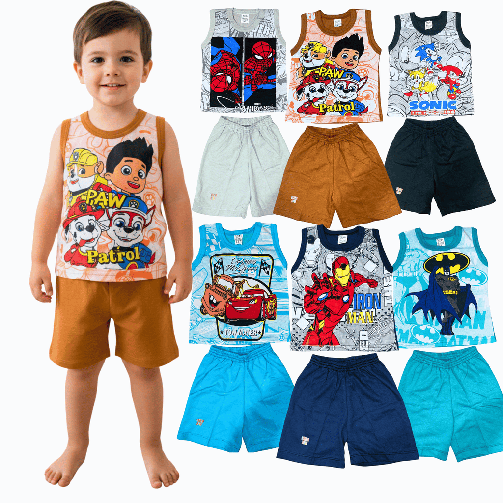 + 20 peças  vendidas        Kit 3 Conjunto Infantil Regata e Bermuda Masculino
