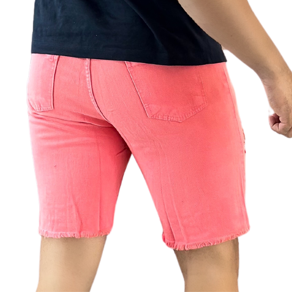 Bermuda Jeans Masculina Rosa Salmão