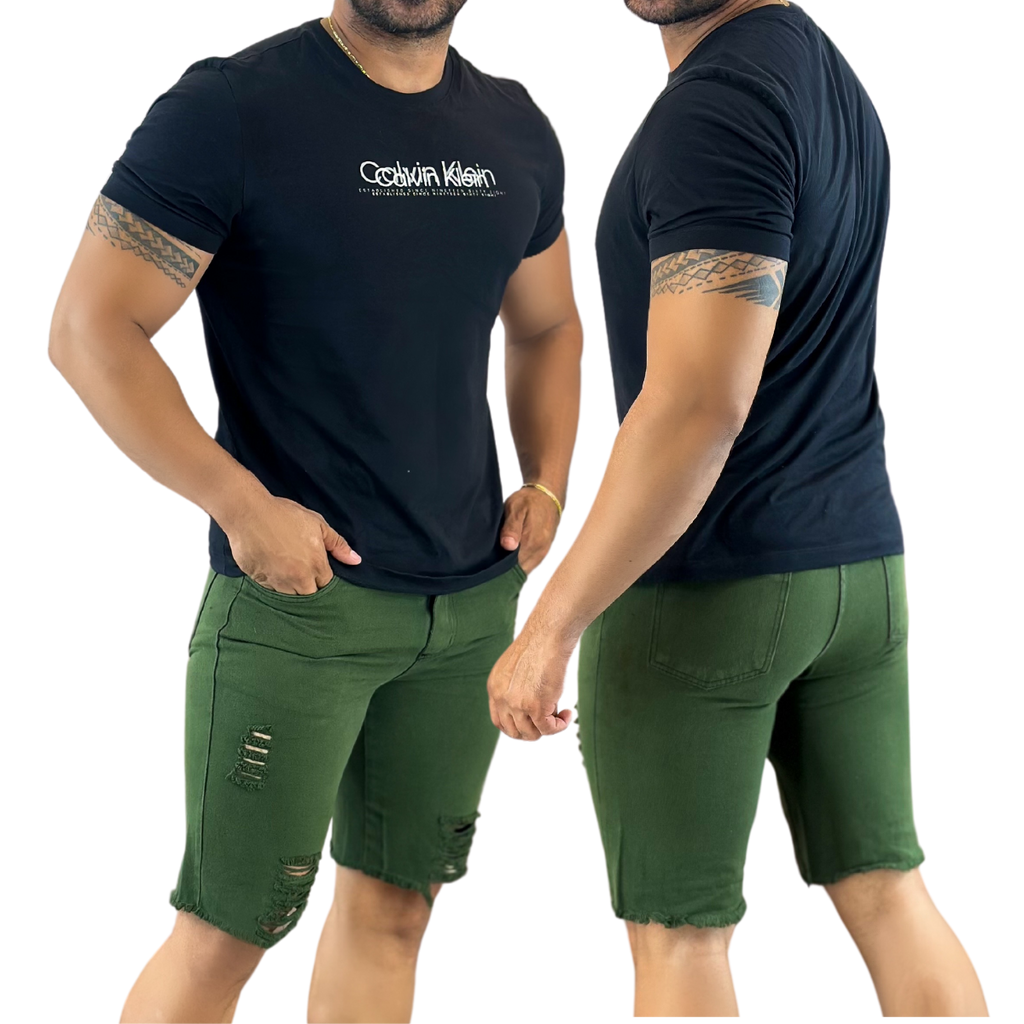 Bermuda Jens Masculina Verde Musgo