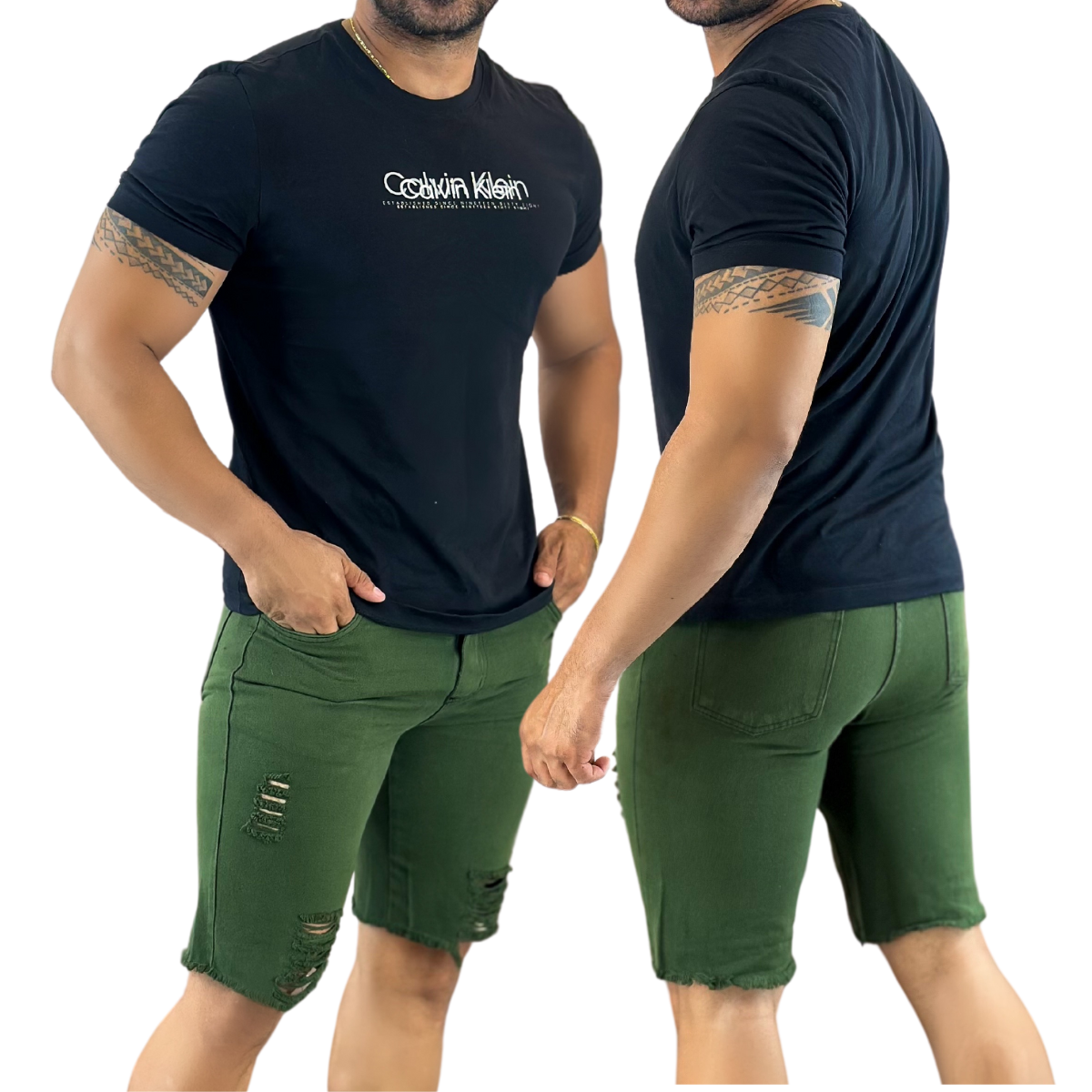 Bermuda Jens Masculina Verde Musgo