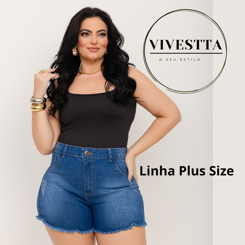 Shorts Bermudas Jeans Feminina Plus Size