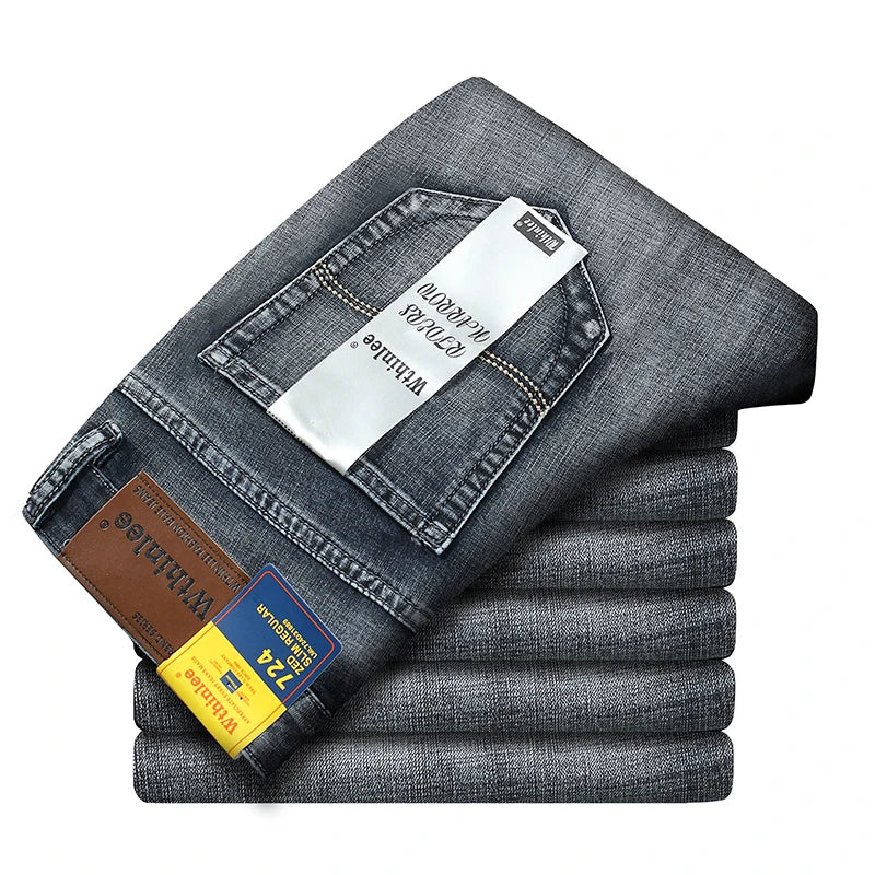 Calça jeans masculina Wthinlee 8 modelos primavera outono, casual, reta, elástica