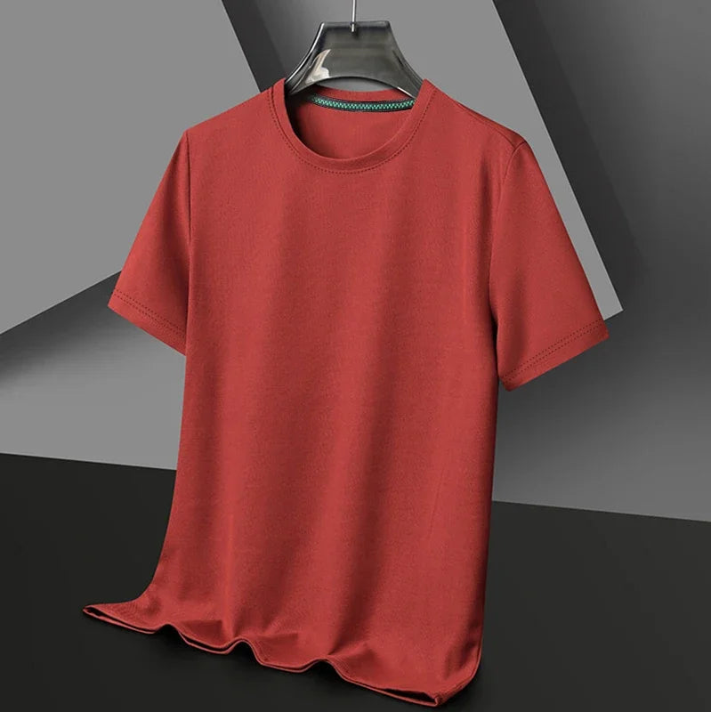 Nova camiseta de verão com gola redonda e manga curta para homens