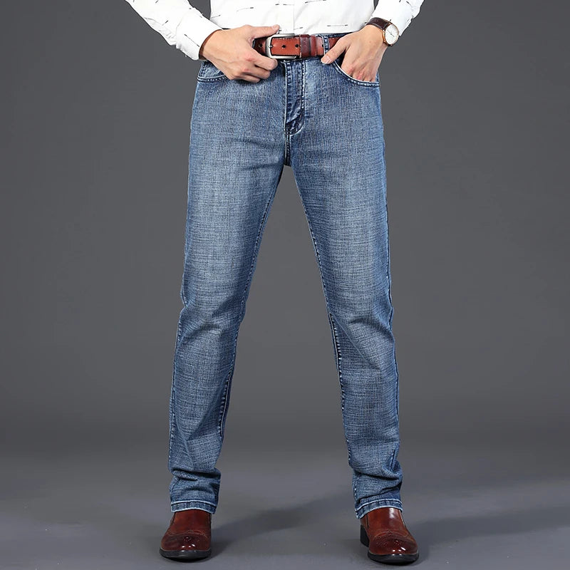 Calça jeans masculina Wthinlee 8 modelos primavera outono, casual, reta, elástica