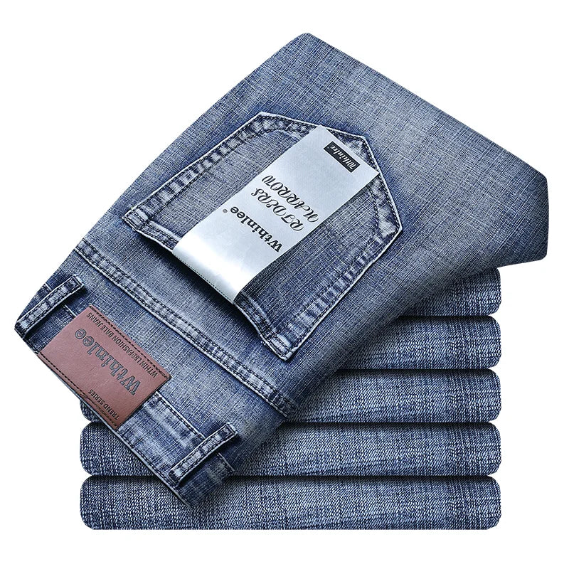 Calça jeans masculina Wthinlee 8 modelos primavera outono, casual, reta, elástica