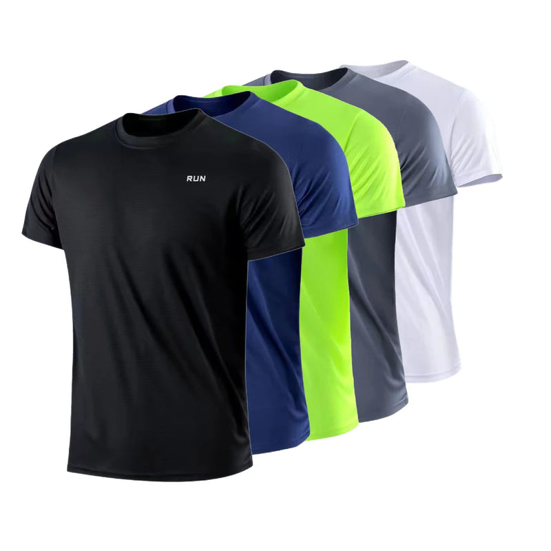 Camiseta masculina de manga curta, secagem rápida, para academia, corrida