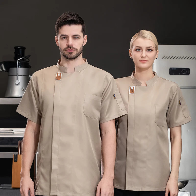 Jaqueta de chef unissex, camisas de cozinha de verão