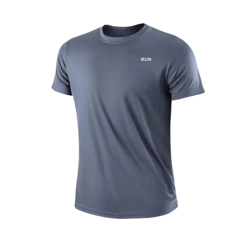 Camiseta masculina de manga curta, secagem rápida, para academia, corrida