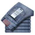 Wthinlee New Business Calça Jeans Masculina Casual Reta Elástica Moda Clássica