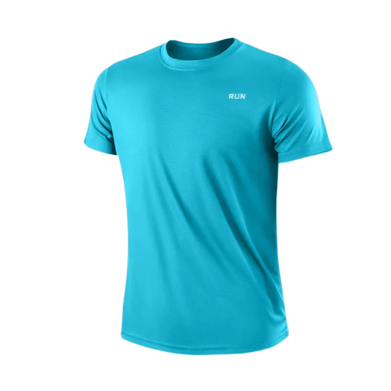 Camiseta masculina de manga curta, secagem rápida, para academia, corrida