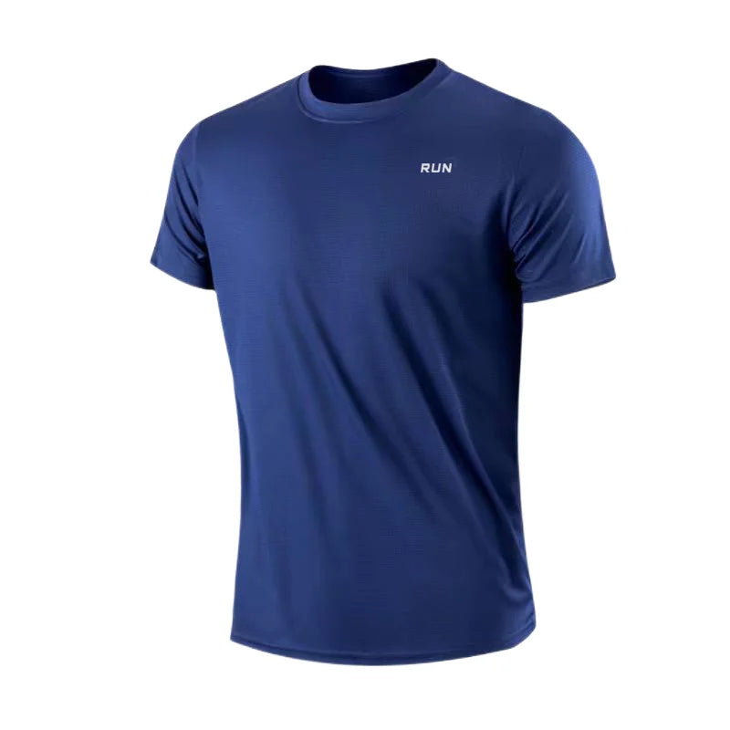 Camiseta masculina de manga curta, secagem rápida, para academia, corrida