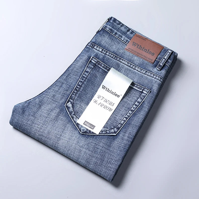 Calça jeans masculina Wthinlee 8 modelos primavera outono, casual, reta, elástica