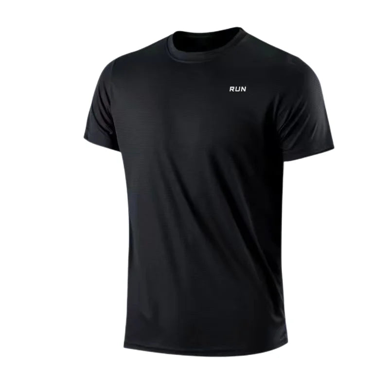 Camiseta masculina de manga curta, secagem rápida, para academia, corrida