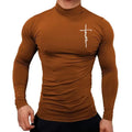 Camiseta Masculina de Manga Longa com Gola Alta – Estilo Casual & Conforto Ativo