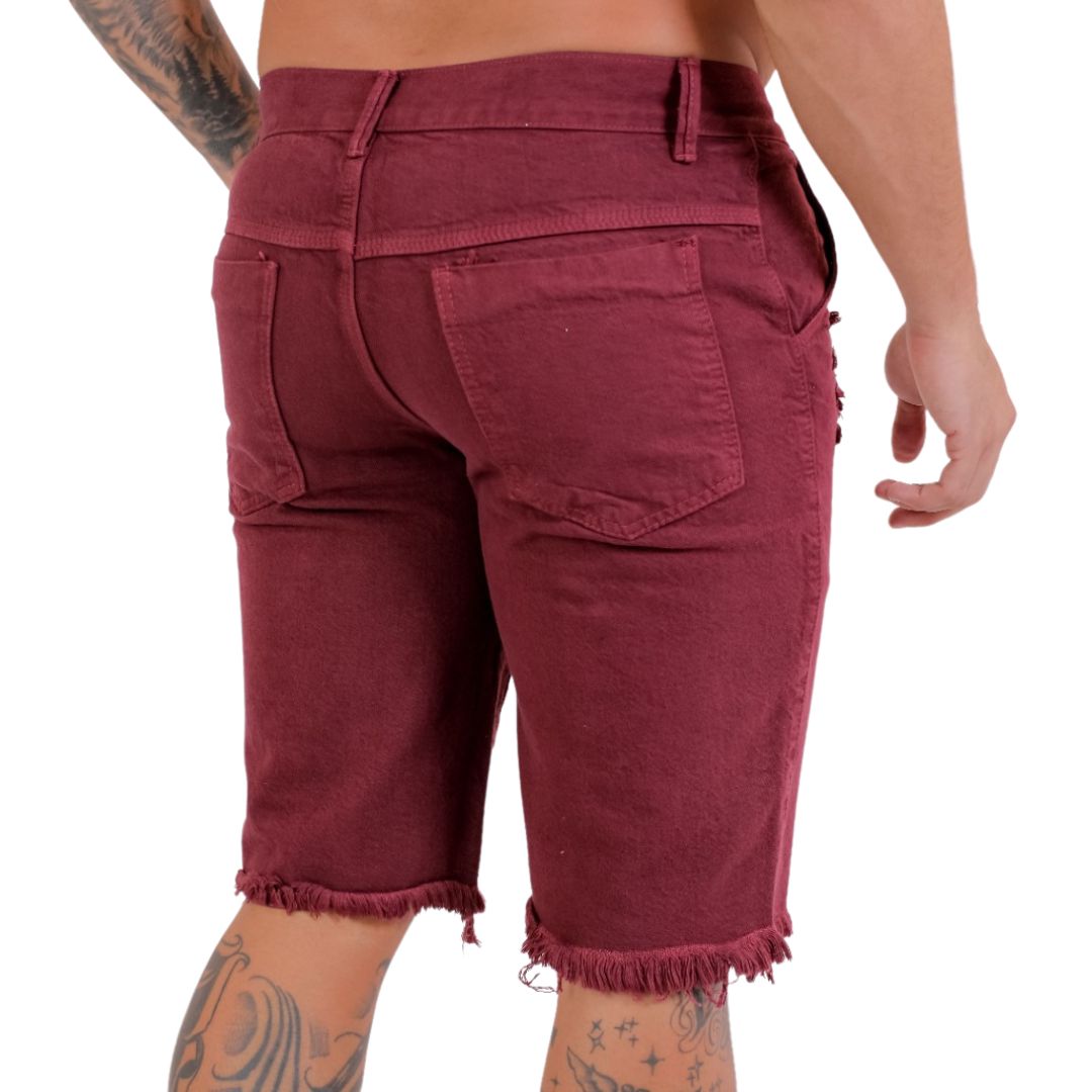 Bermuda Jeans Masculina vermelho Bordô