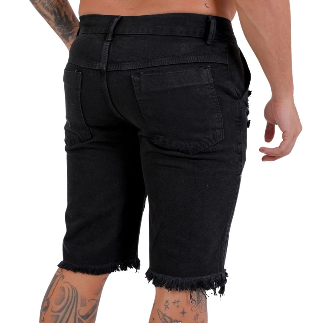 Bermuda Jeans Masculina Preto