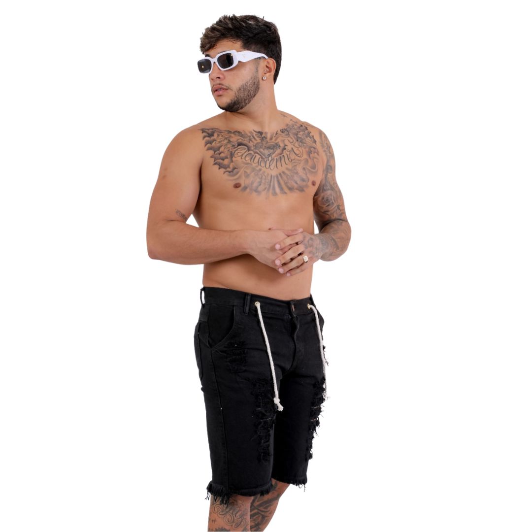 Bermuda Jeans Masculina Preto
