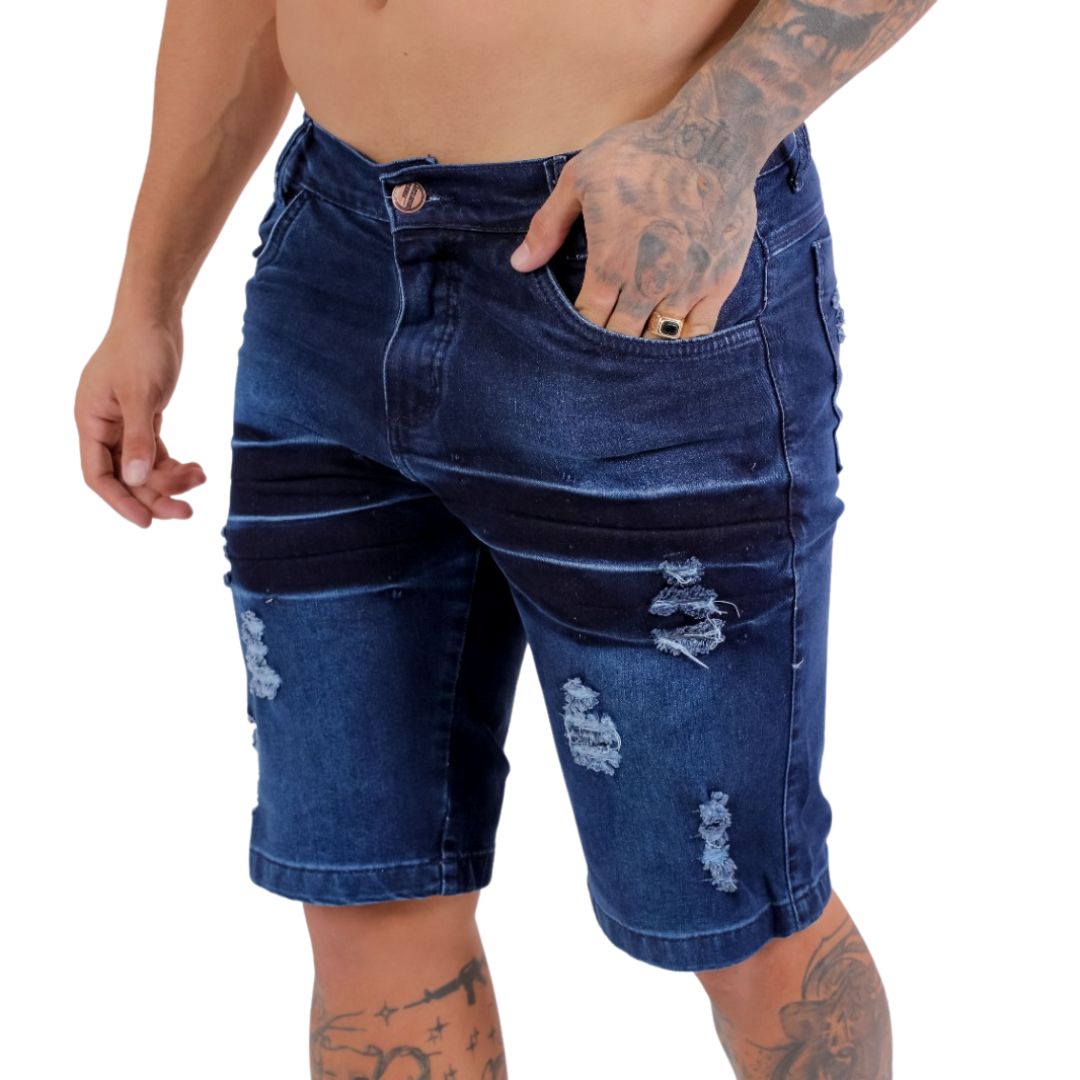 Bermuda Masculina Jeans Escuro