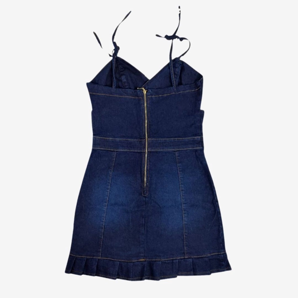Vestido Jeans Escuro Clássico com Zíper