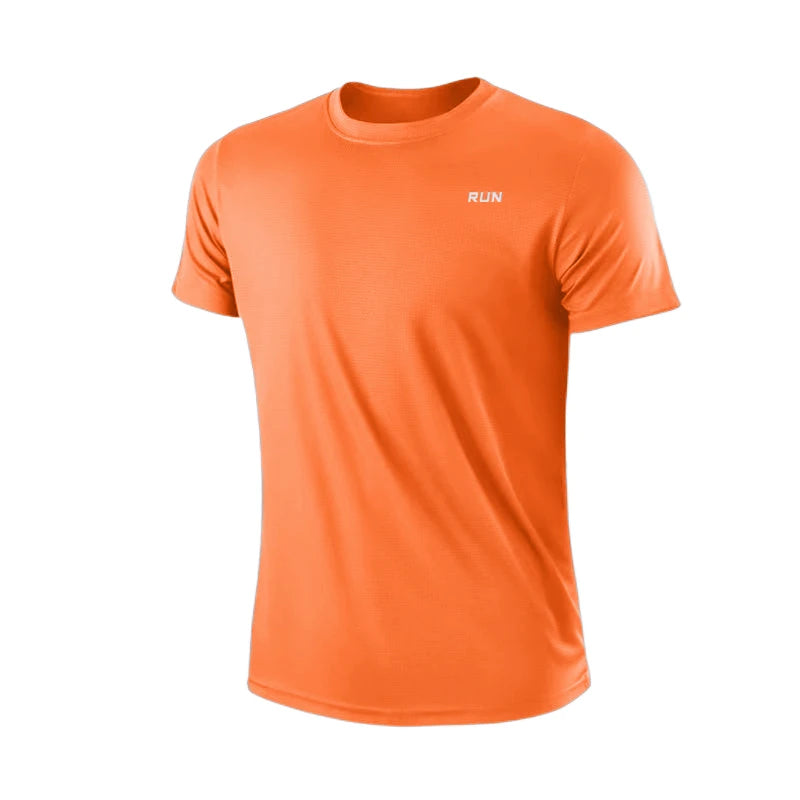 Camiseta masculina de manga curta, secagem rápida, para academia, corrida