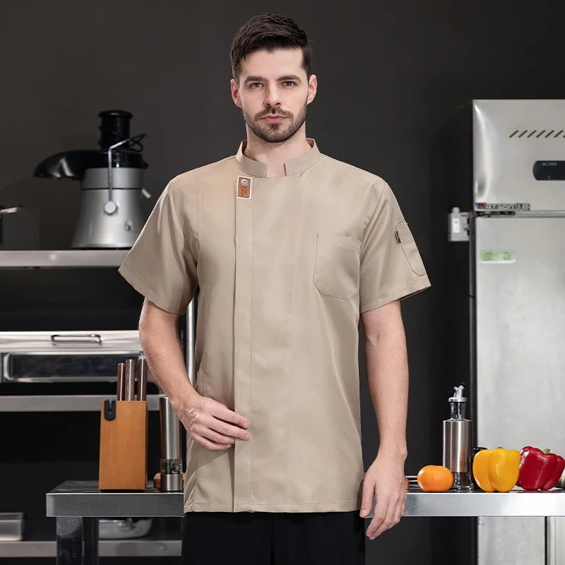 Jaqueta de chef unissex, camisas de cozinha de verão