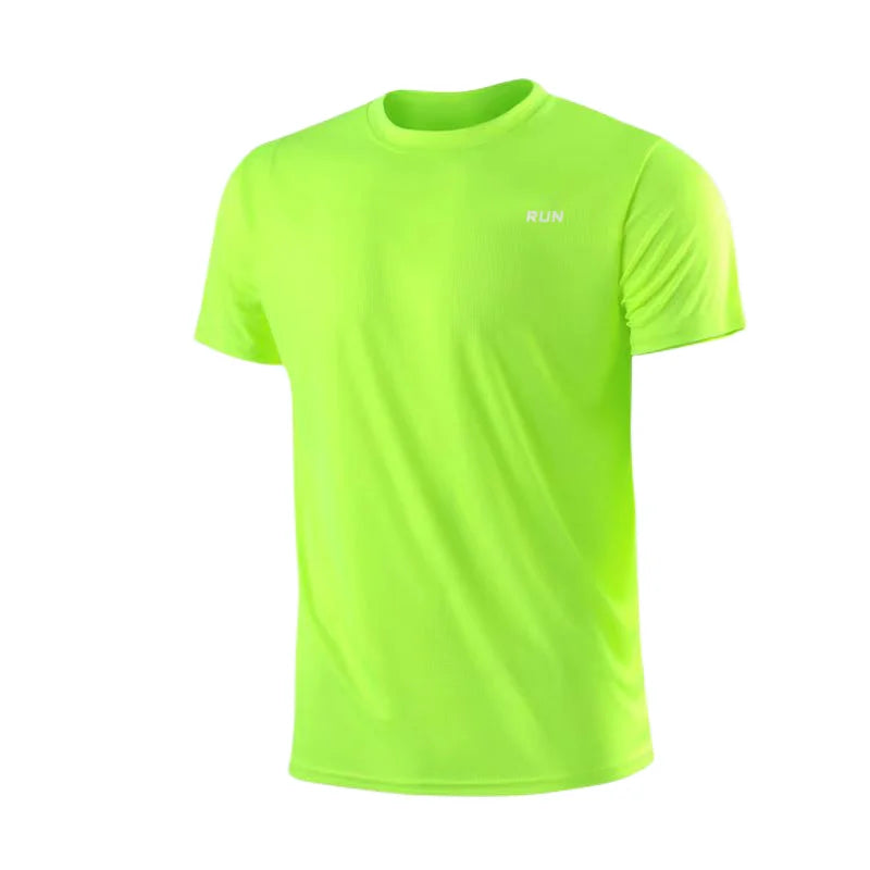 Camiseta masculina de manga curta, secagem rápida, para academia, corrida