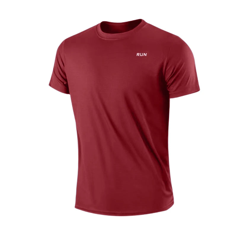 Camiseta masculina de manga curta, secagem rápida, para academia, corrida