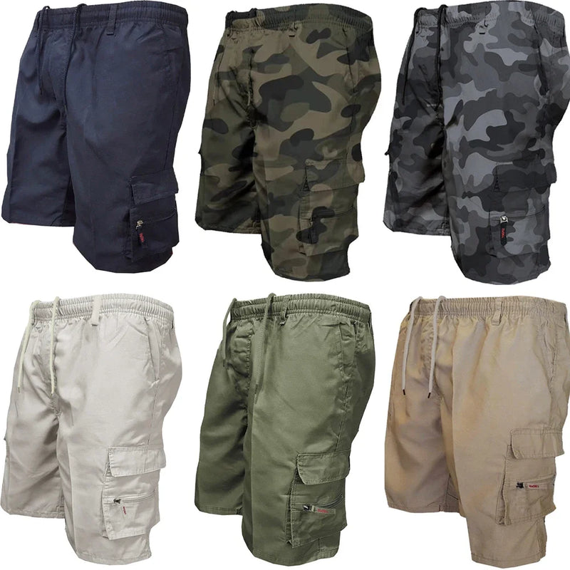 Shorts cargo tático masculino, calções militares da moda com bolso.