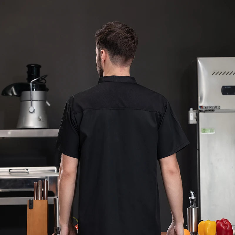 Jaqueta de chef unissex, camisas de cozinha de verão