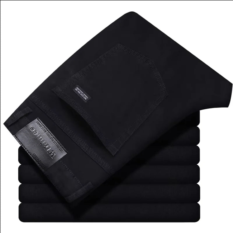 Wthinlee New Business Calça Jeans Masculina Casual Reta Elástica Moda Clássica