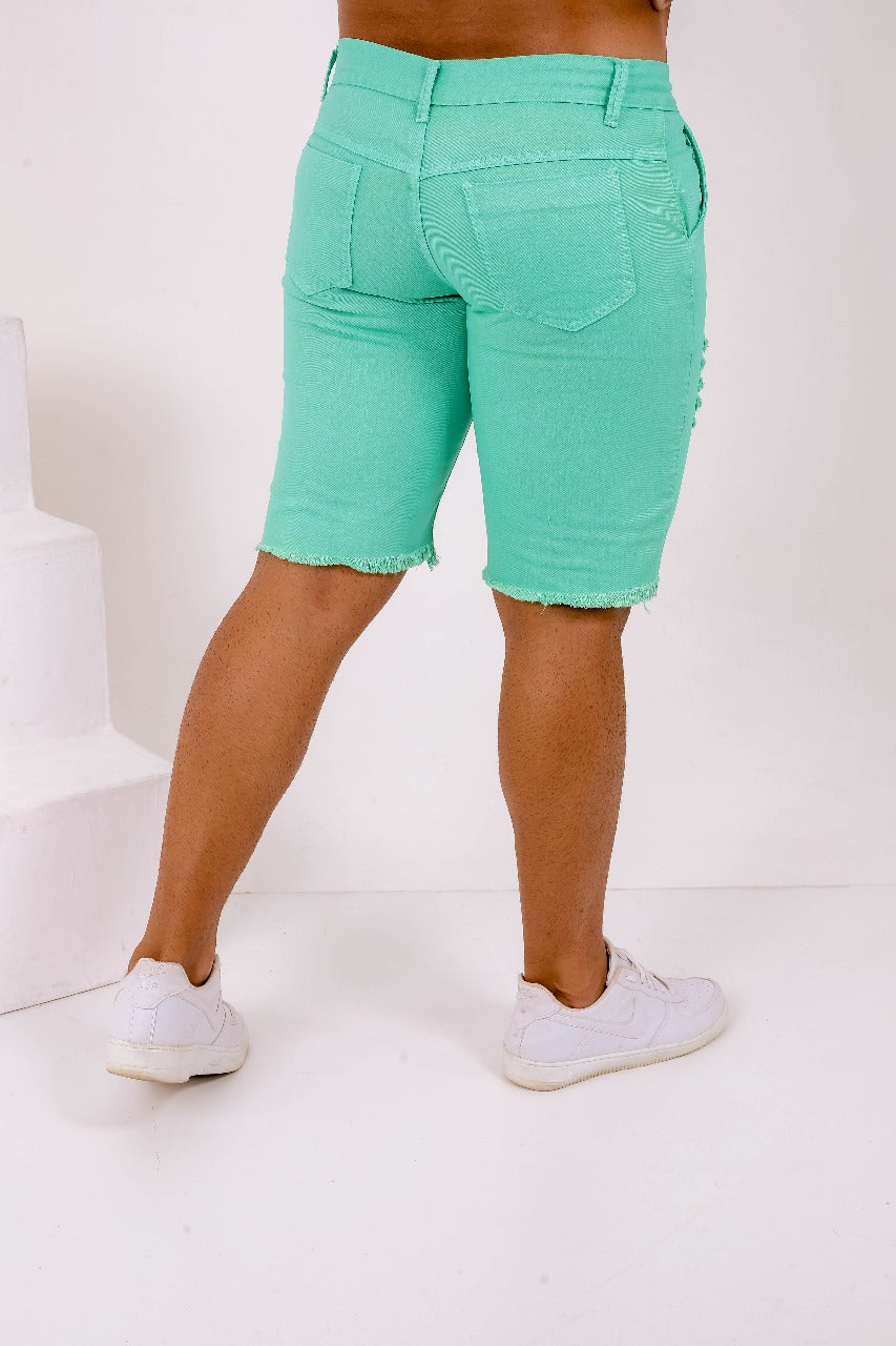 Bermuda Jeans Masculina Verde Agua