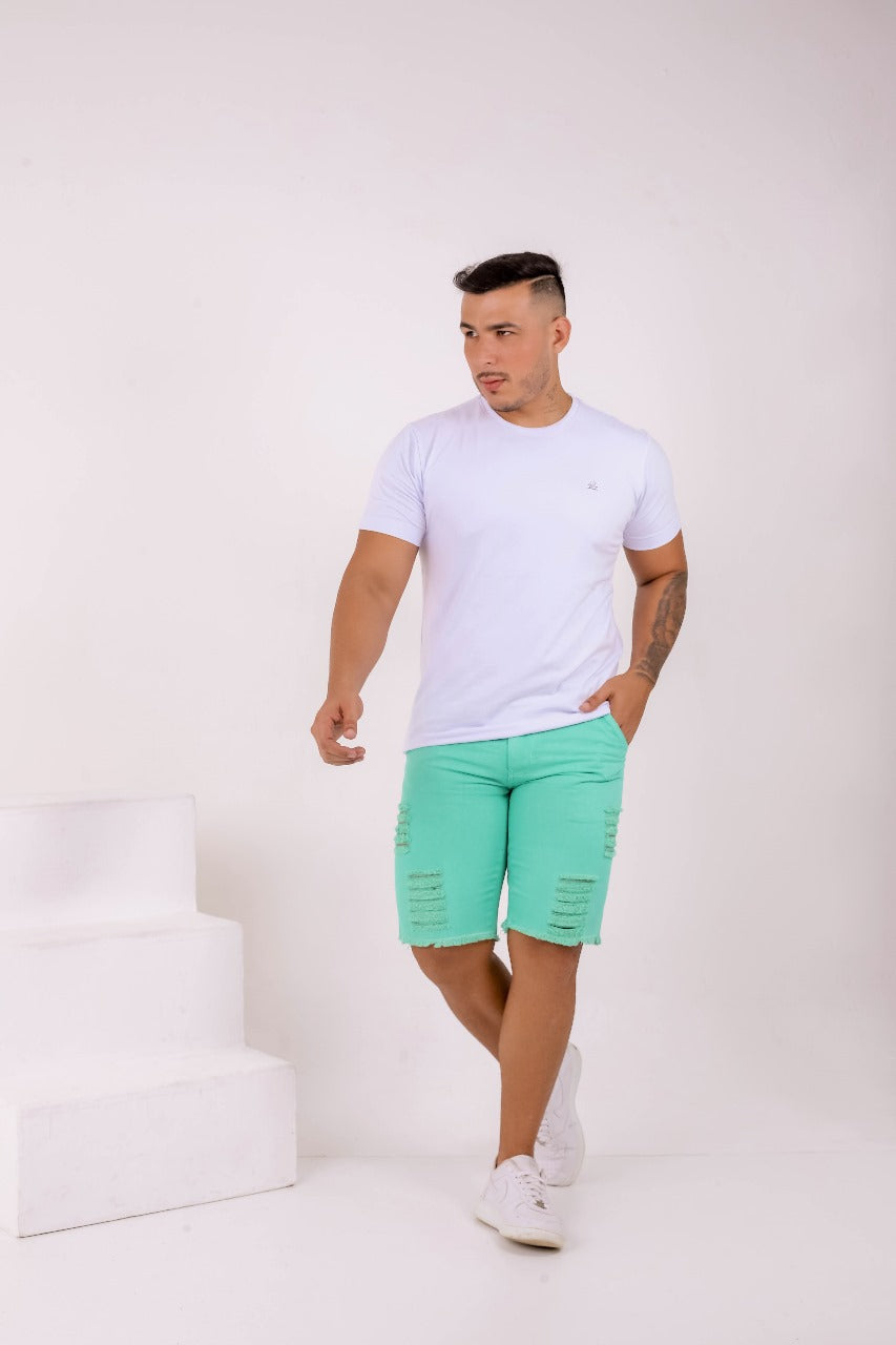 Bermuda Jeans Masculina Verde Agua