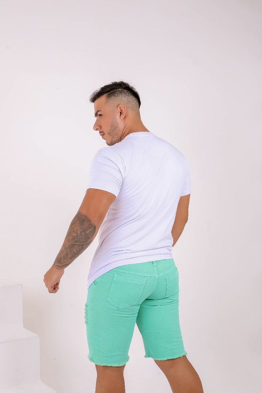 Bermuda Jeans Masculina Verde Agua