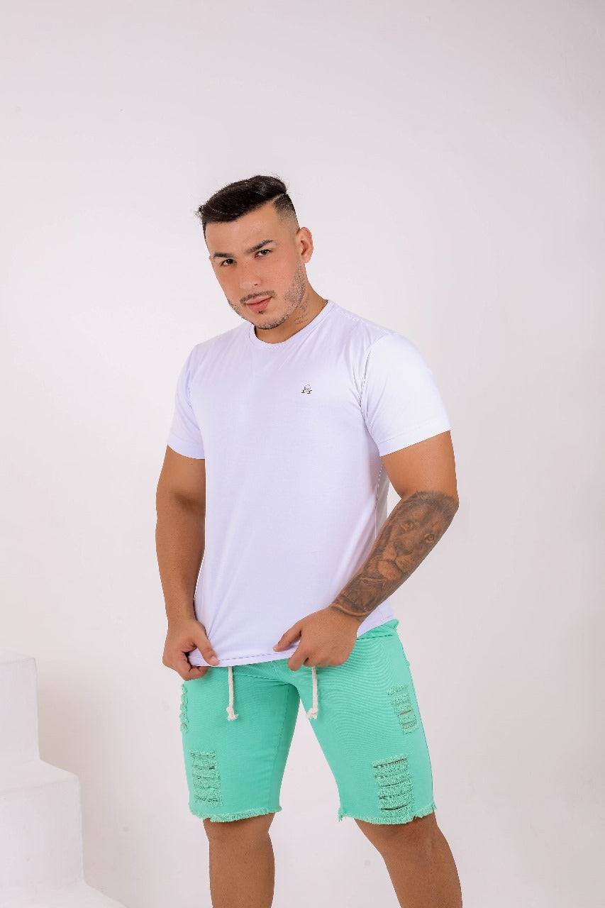 Bermuda Jeans Masculina Verde Agua