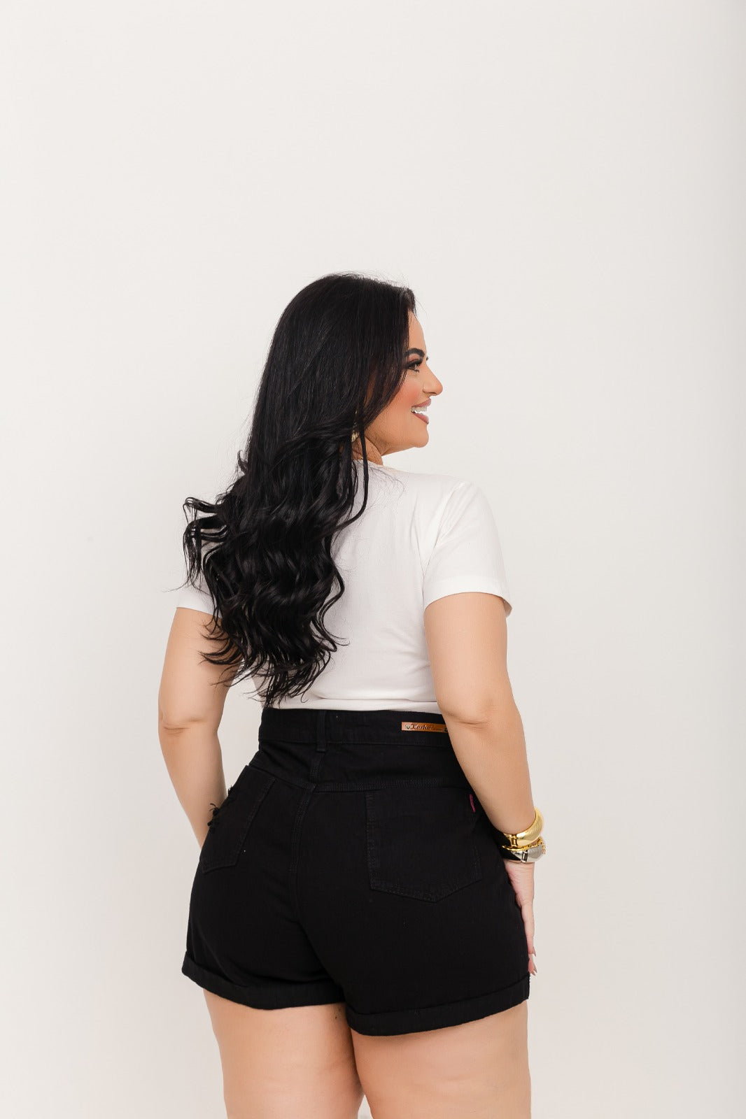Shorts Bermudas Jeans Preto Feminina Plus Size