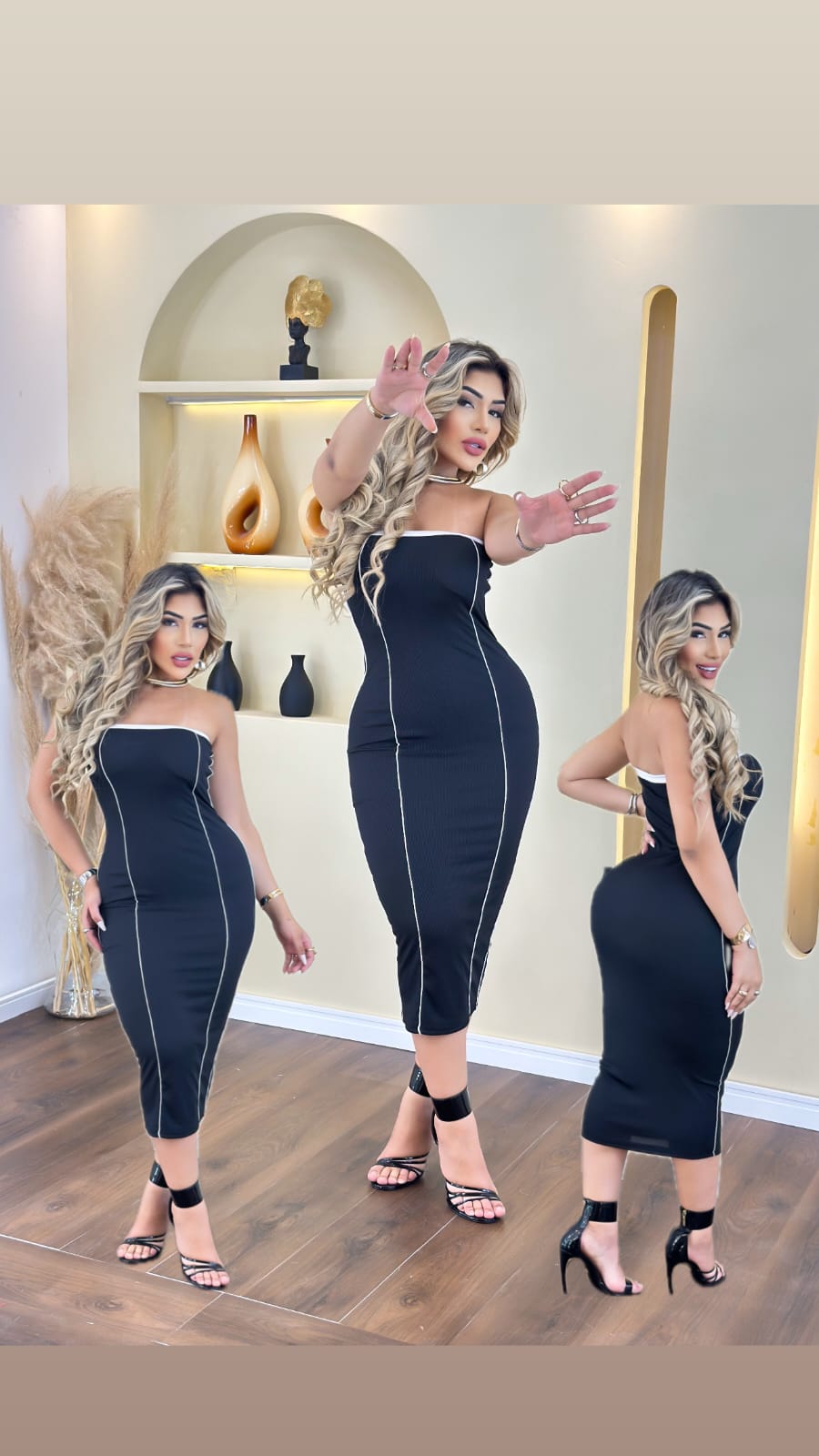 Vestido Super Luxo Malha Ribana Premium